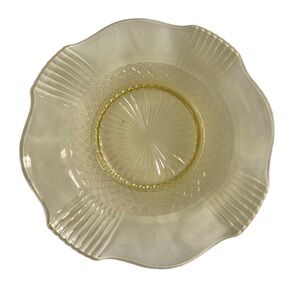 Vintage Lancaster Amy Topaz Yellow Depression Glass Art Deco Cake Plate 1930’s